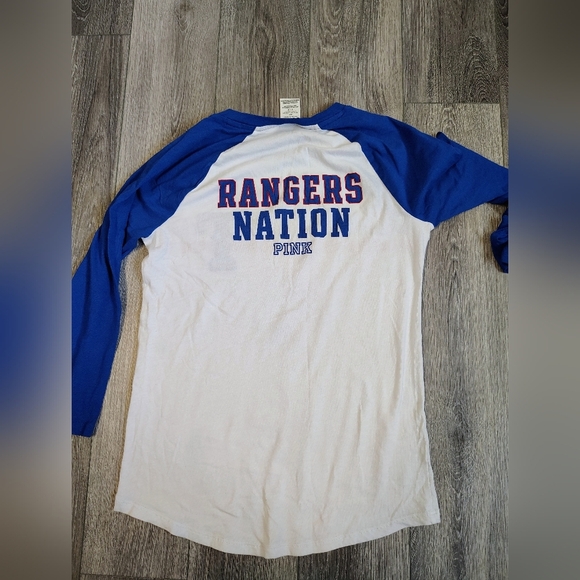 PINK Victoria's Secret Blue and White Long Sleeve Shirt Rangers - Picture 2 of 3